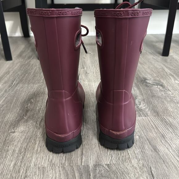 NWOT BOGS Amanda Plush Ii Lace Up Rain / Snow Boots "Cranberry" Size 6 - Picture 5 of 9